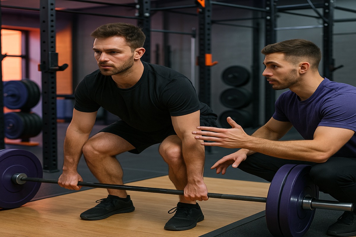 Personal training session with a coach and athlete